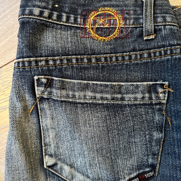 Y2K Faded Pinstriped Vintage Manfred Denim Relaxed Fit Jeans - Picture 5 of 6